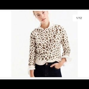 J. Crew boat neck leopard sweater EUC size Medium